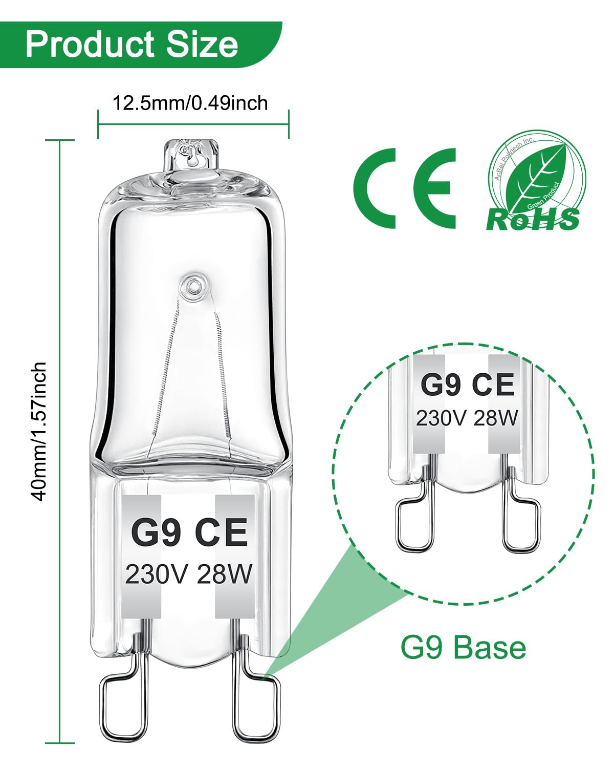 AUZOSL G9 Halogen Bulbs 28W - Bright Warm White Light (12 Pack) - Energy Efficient, Dimmable, Long Lasting - Image 2