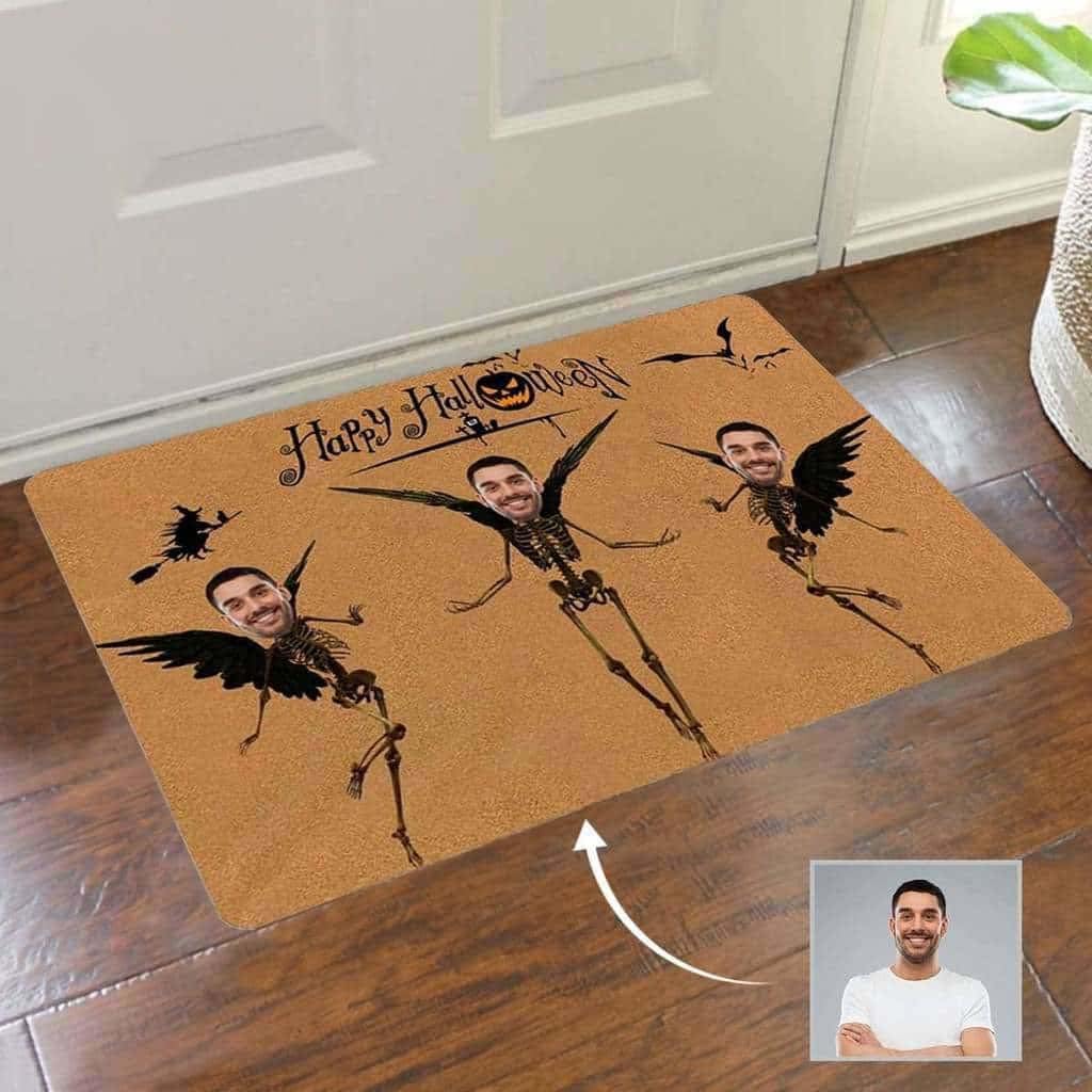 Paillasson extérieur entrée personnalisé squelette tapis brosse sur mesure