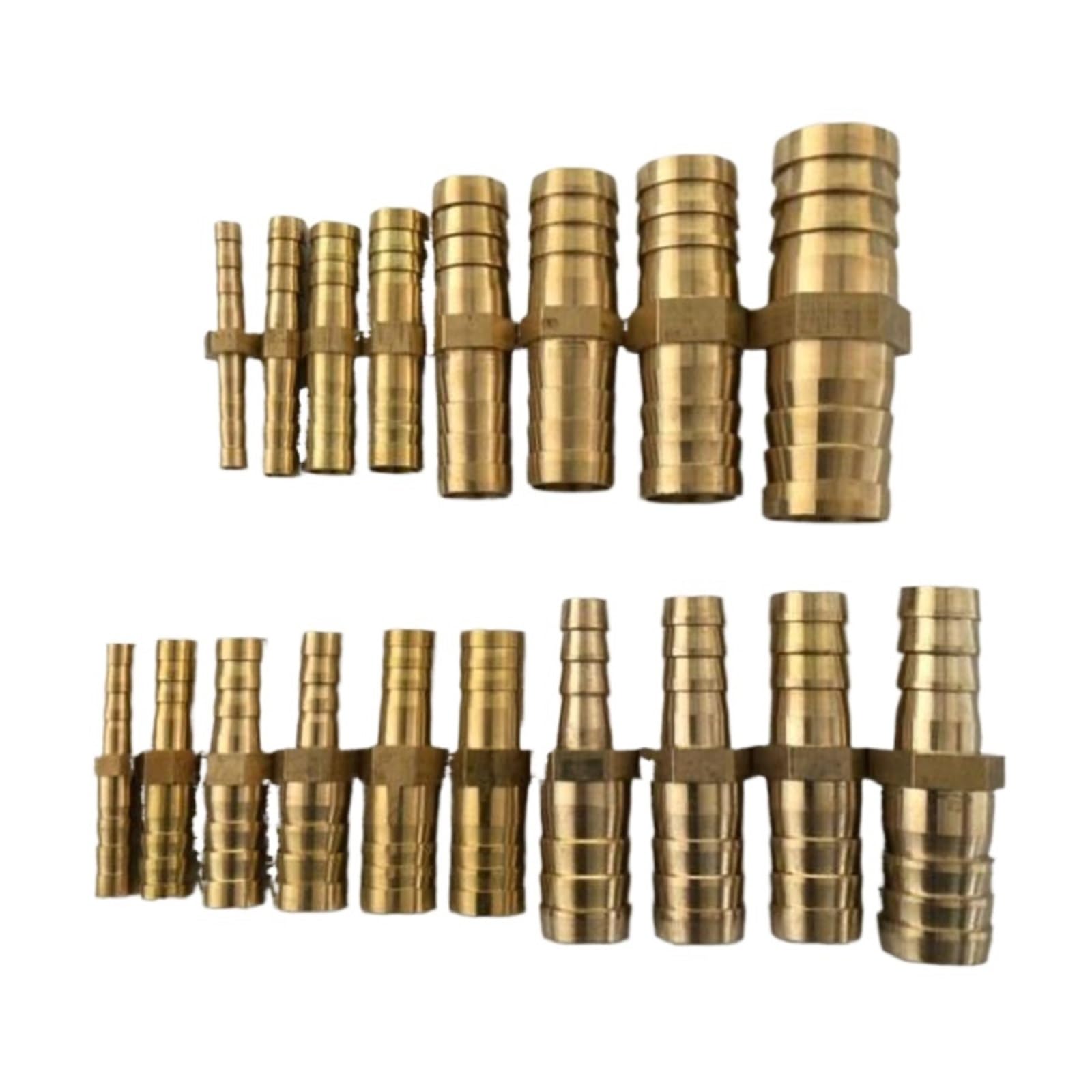 4 6 8 10 12 14 16 19 25mm Brass Hose Barb Hosetail Straight Reducing Reducer Adapter Pipe Fitting for Water Gas Oil(10mm to 10mm L -65mm)