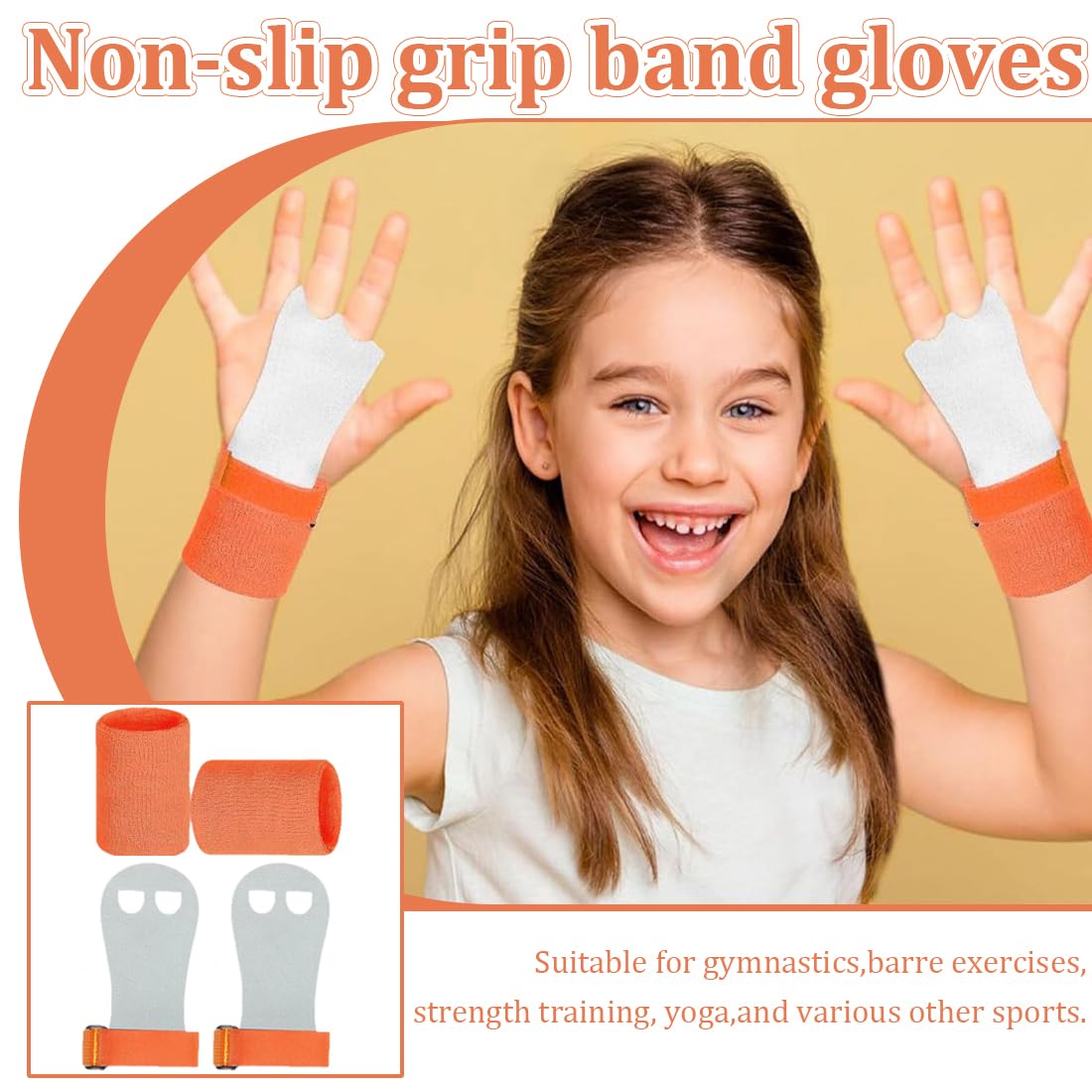 Maniques, Paire de protège-poignets pour gymnastique rythmique Kit pour filles et enfants Orange