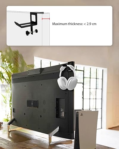 Miniatura 4 de Soporte trasero de monitor para auriculares, no necesita adhesivo, organizador de escritorio que ahorra espacio, compatible con diferentes monitores