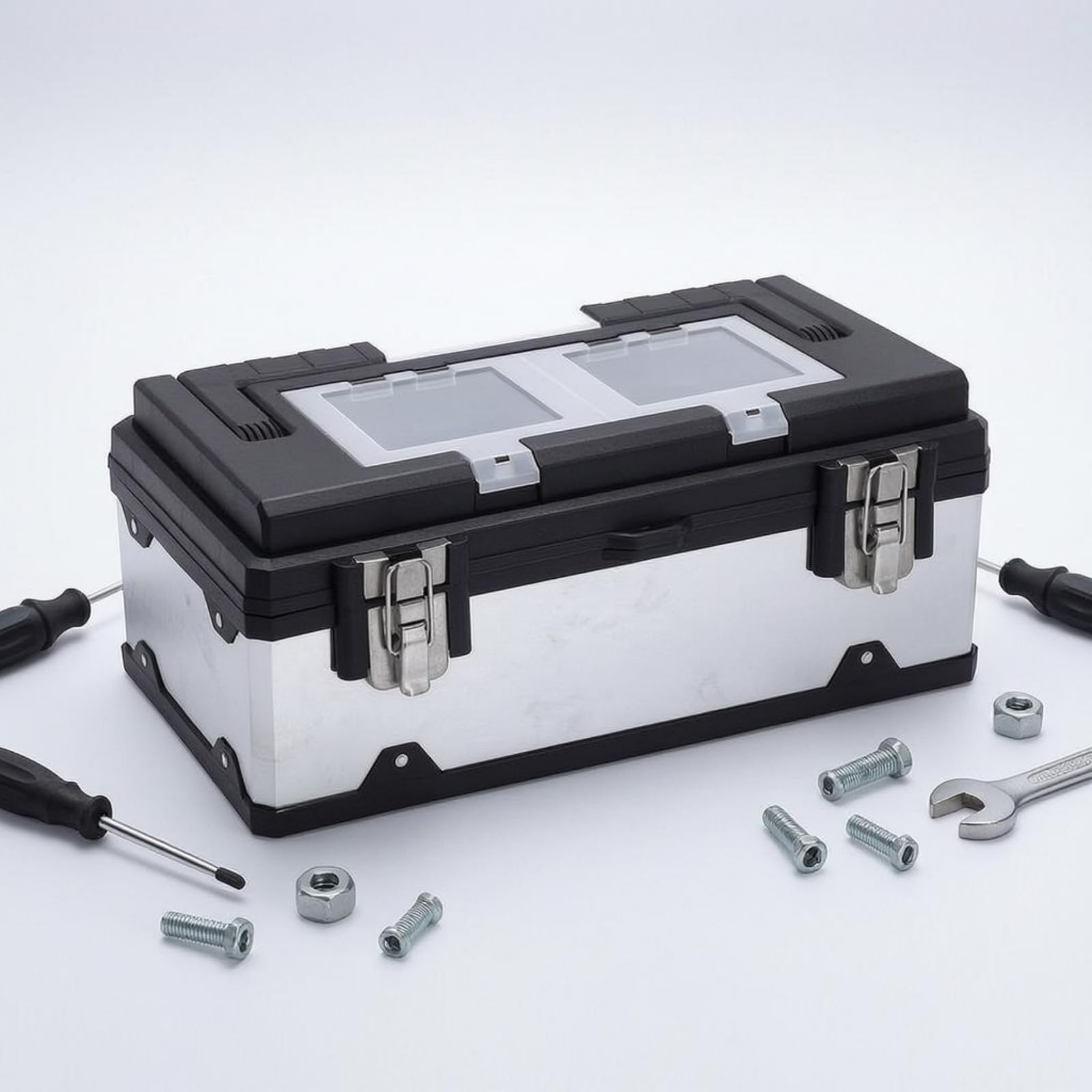 Caja Herramientas Plástico Rígido Caja Doble Hardware Pequeño Maletín para Taller