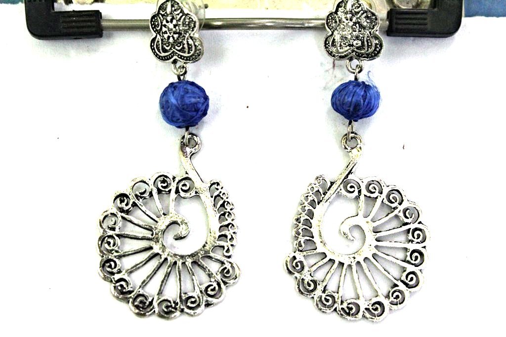 LAVISHGerman Silver/Oxidised Silver ethnic earrings for women (L005)