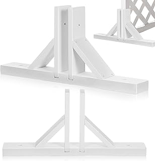 POPETPOP Wood Triangle Support Feet: 2 Pack Freestanding Fence Stand Holder for Pet Gate, White Wooden Base for Indoor Dog Barrier, Outdoor Garden Landscape