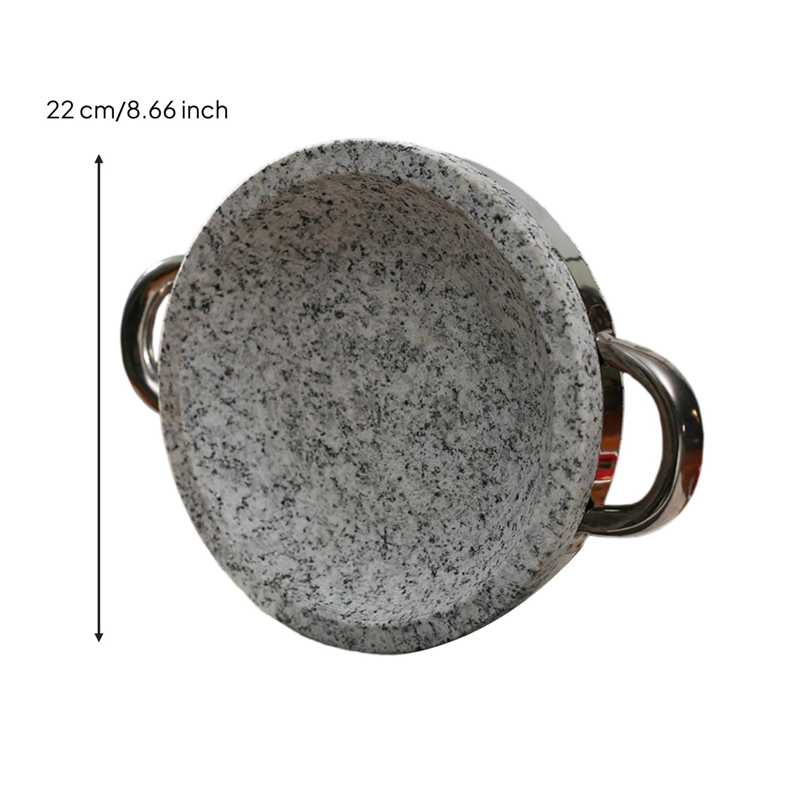 Naturstein-Backform hitzebeständig Backform mit Metallgriffen flach Steinbackform für Backofen, Esstisch, 20 Cm Durchmesser, 4 Cm Höhe, Flache Bratpfanne