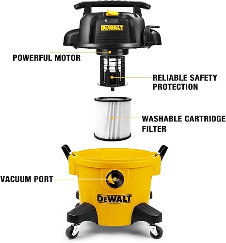 Miniatura 4 de DEWALT DXV06P - Aspiradora de polietileno para húmedo/seco, 6 galones, color amarillo y DXV04T portátil de 4 galones, color amarillo