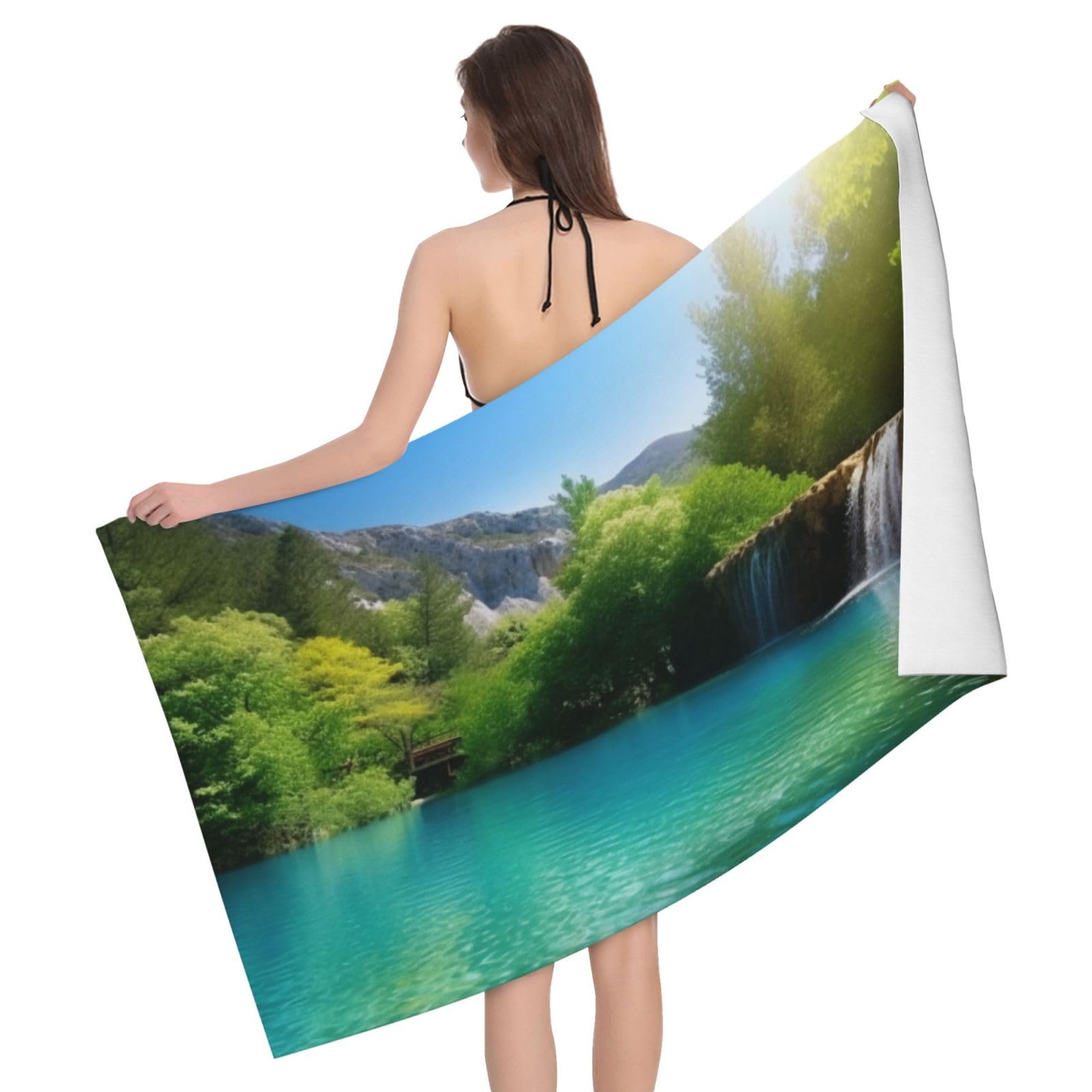 BWWHCCTI Beautiful Pool Lake Printed Microfiber Quick Dry Bath Towel, Soft Beach Towels for Travel,Camping,Gym,Beach,Swimming,Yoga, 130x80 CM