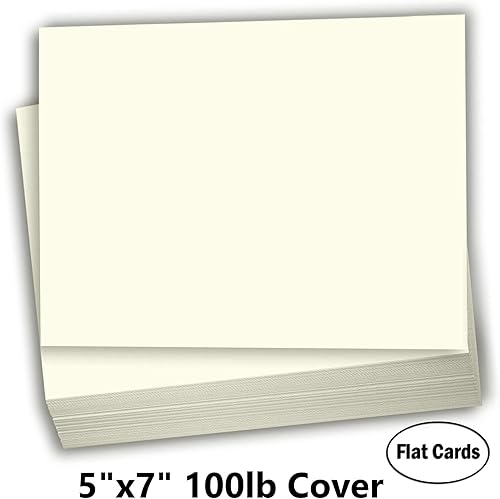 Miniatura 9 de Hamilco Tarjetas de notas en blanco con sobres planos de 5 x 7 pulgadas, papel de cartulina color crema, cubierta de 100 libras, paquete de 100