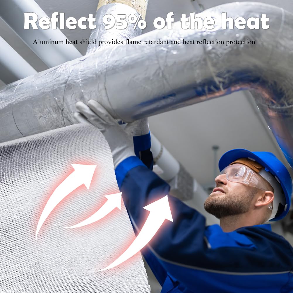 2 Hitzeschutzmatten Selbstklebend 30x300cm - Aluminium Glasfaser Für Schläuche & Motoren