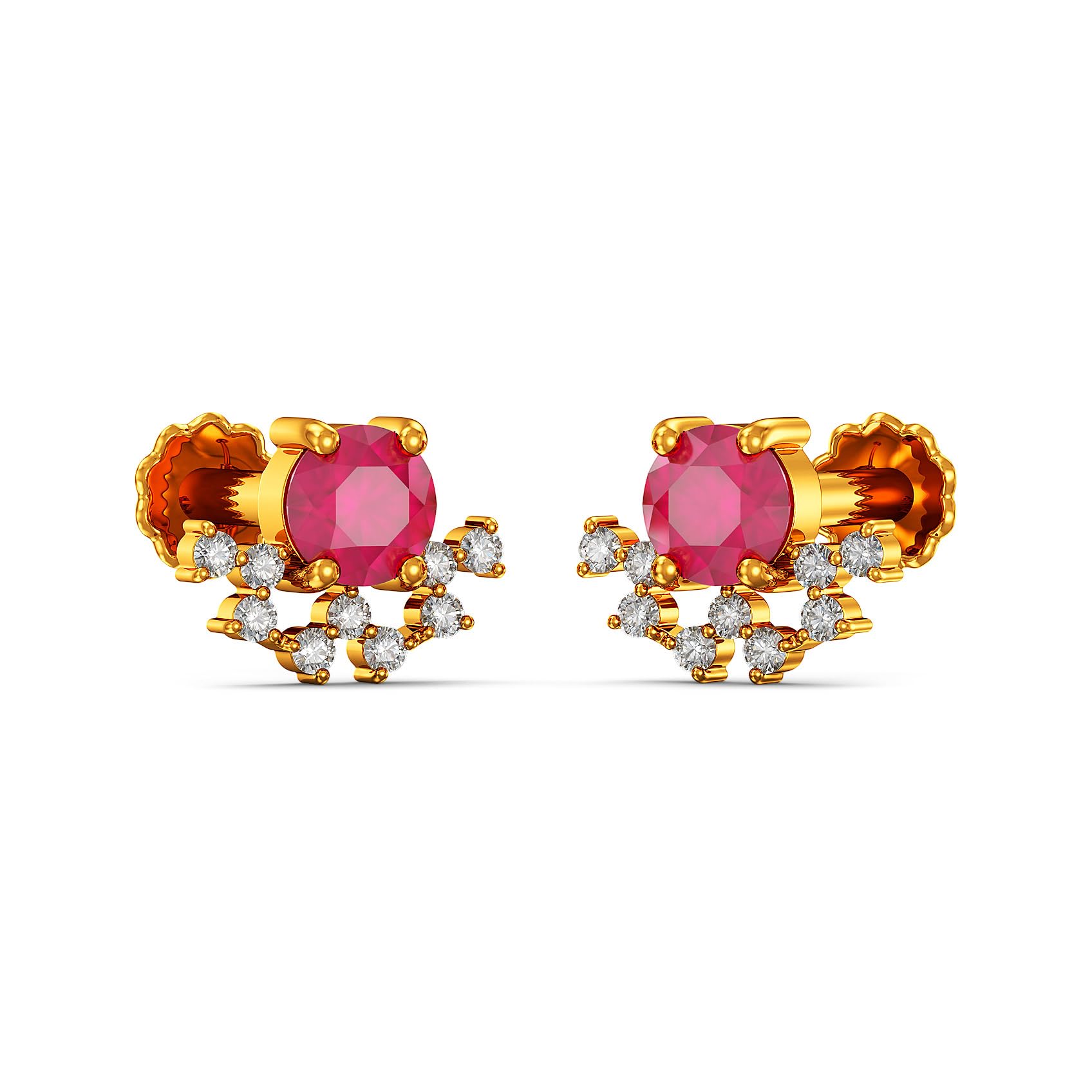 22 KT Purity | HUID & BIS Hallmark | Blush Bloom Gold Studs For Women-image-28