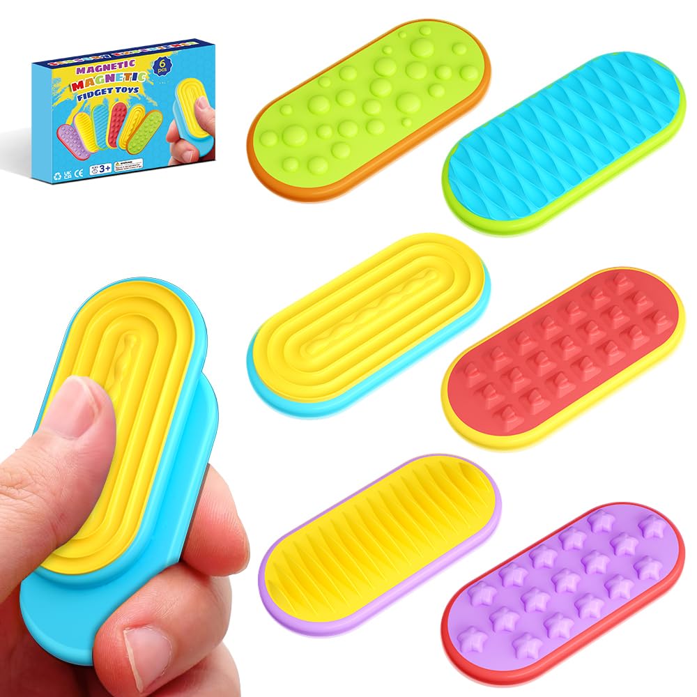 Sensory Fidget Magnet Toys for Kids Silicone Magnetic Sliders Stress Fidgets for Autism, Anxiety Relief Small Fidget Toys for Adults Office Desk Travel Classroom Must Haves, Party Bag Fillers for Kids