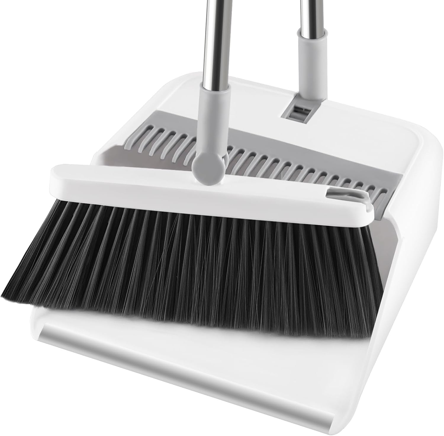 Broom and Dustpan Set, Upright Broom and Dustpan with Water Squeegee and 2 Broom Hooks, with Long Handle for Home Kitchen Lobby Floor Cleaning Supplies with Extension Pole 4