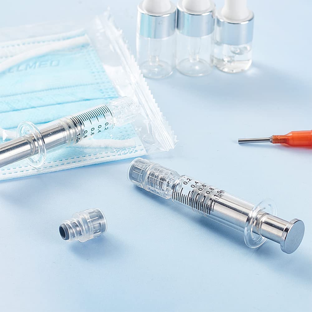 OLYCRAFT 10pcs 1ML Seringue en verre borosilicate Seringue Luer Lock résistante à la chaleur sans aiguille Seringues en verre réutilisables pour l'industrie ou le laboratoire Liquides Colle Huile