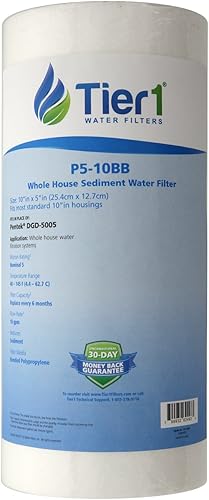 Miniatura 27 de Tier1 Cartucho de repuesto de filtro de agua de sedimentos de polipropileno hilado de 1 micrón, 10 x 4.5 pulgadas, compatible con Pentek DGD-2501,