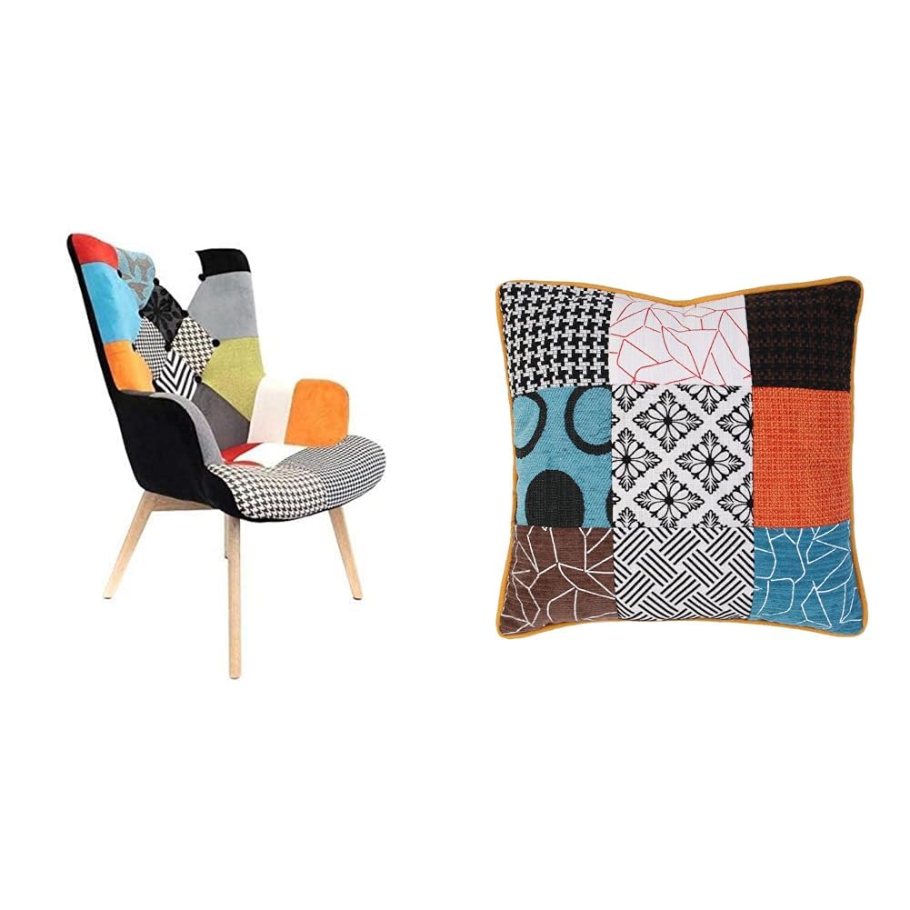 Fauteuil patchwork avec assise déhoussable Home Deco Factory HD3610 multicolore 40x40 cm