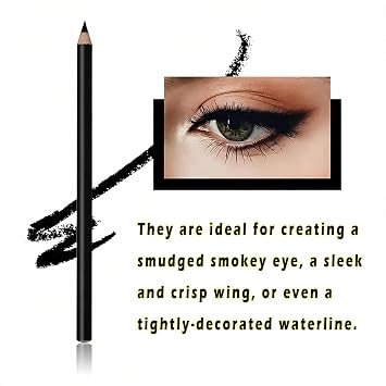 Black Eyeliner Pencil Set - 12 PCs Matte Silky Formulas Waterproof Eye Crayon Liners