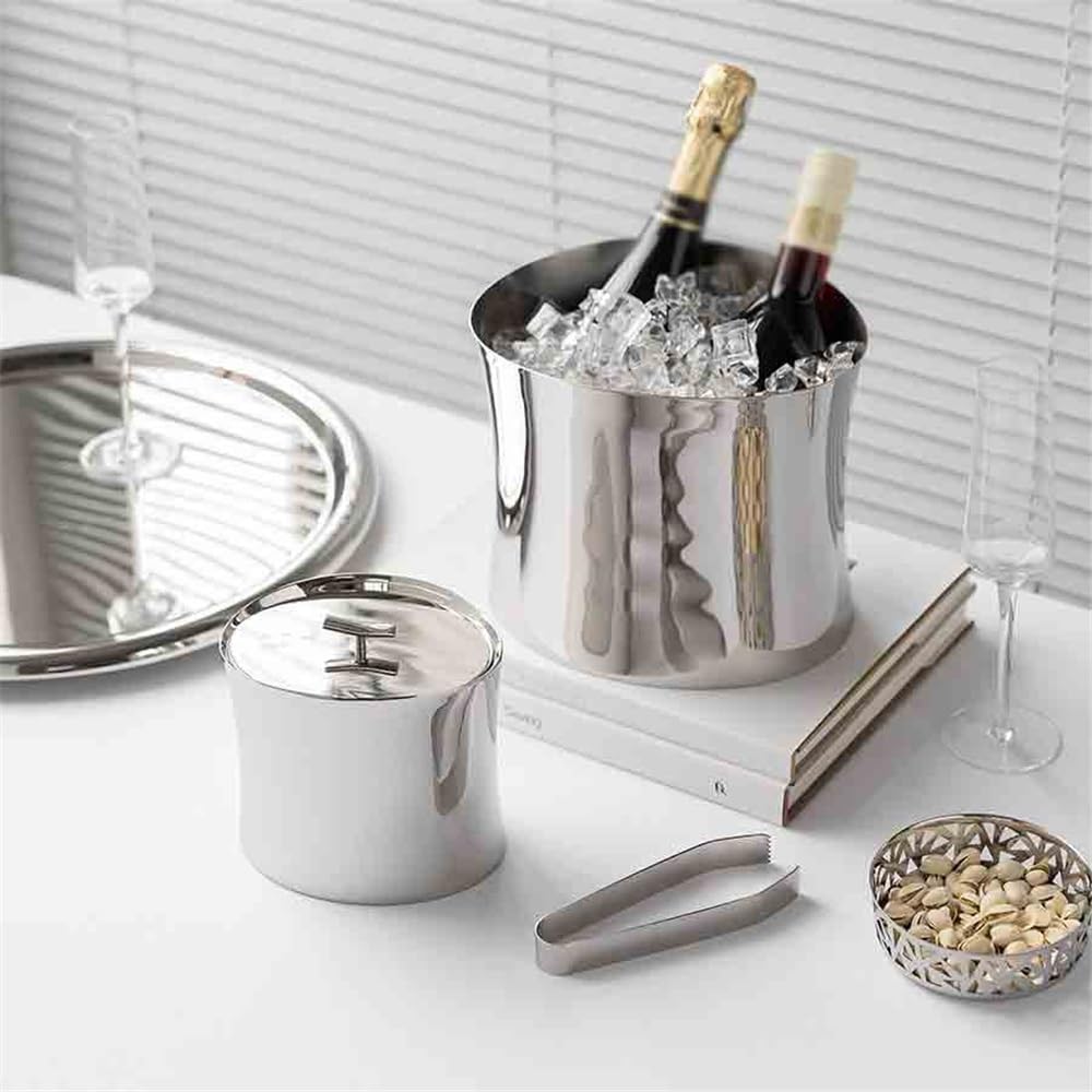Cubo de Hielo Inicio Vino Champán Cerveza Tinto Enfriamiento Cubo de Hielo Adornos Lujo Ligeros Acero Inoxidable Cubo de Hielo frío para Barra