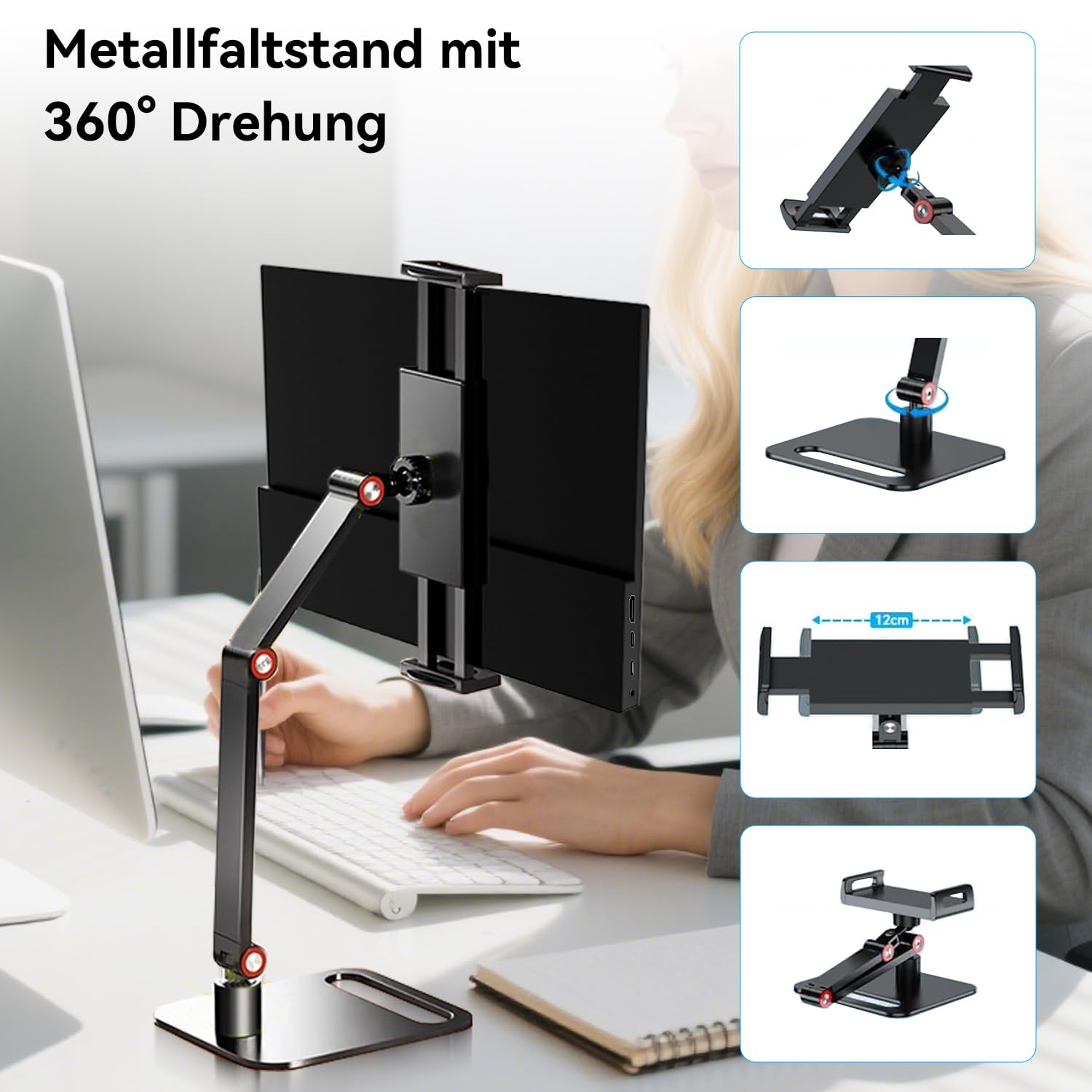 14 Zoll Touchscreen Tragbarer Monitor 1920X1200P Ultra Slim & Lightweight Randlos FHD IPS HDR Portable Gaming Laptop Traveling Sub Monitor für Laptop Mac PC Xbox PS4/5