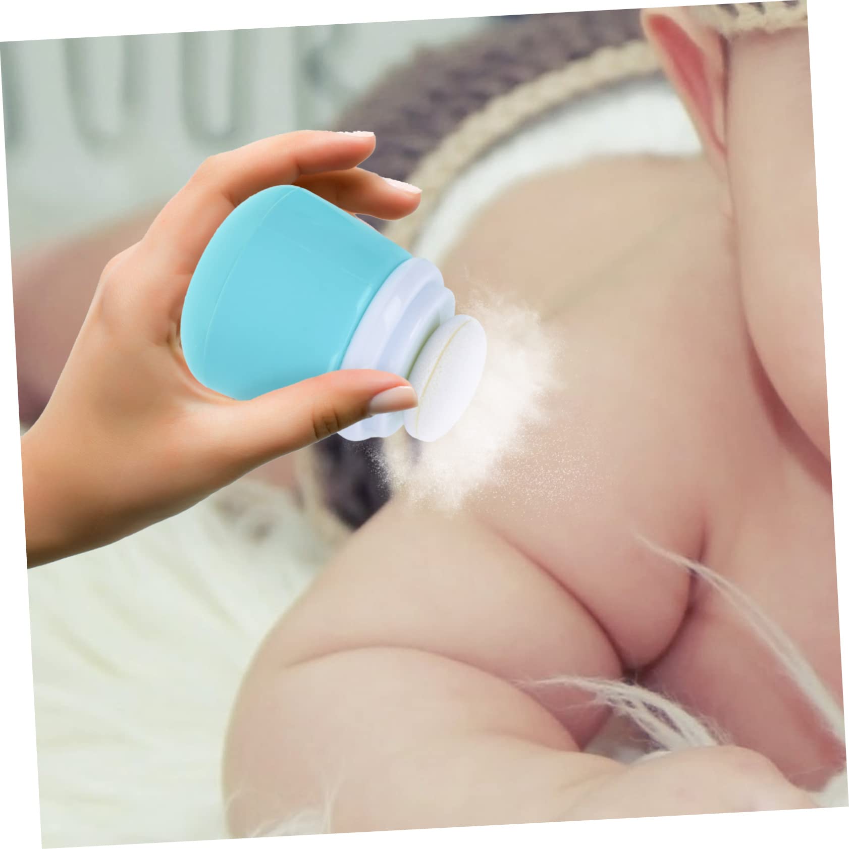 Babypuder Stift 2st Puderquaste Hautpflegepuder Fall Kosmetische Reisebehälter Puderapplikator Puder Dose Babypuder-box Behälter Für Säuglingspulver Behälter Für Schwamm Blue