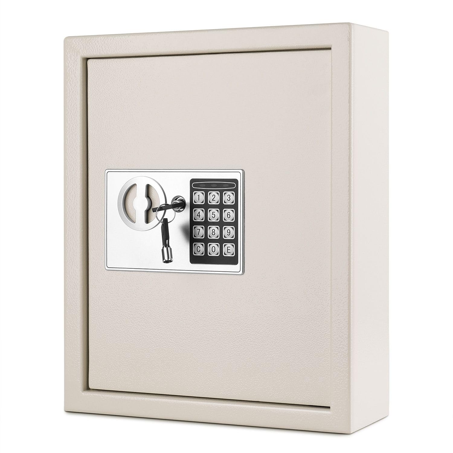 Flexzion Wall Mount Key Box With Code - 40 Key Holder Organizer Cabinet With Deposit Slot, Colored Tags, and Lock - Wall Mounted Storage Locker Case (Gray)