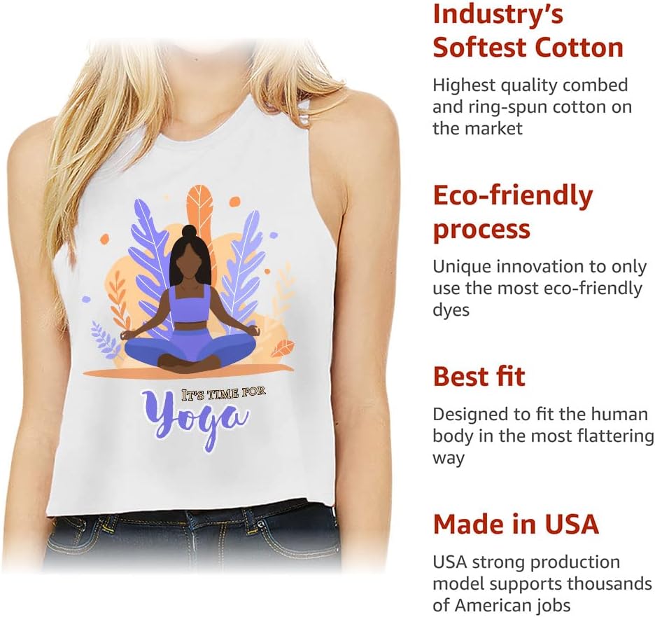 Time for Yoga Racerback Cropped Tank - African American Women's Tank - Illustration Tank Top