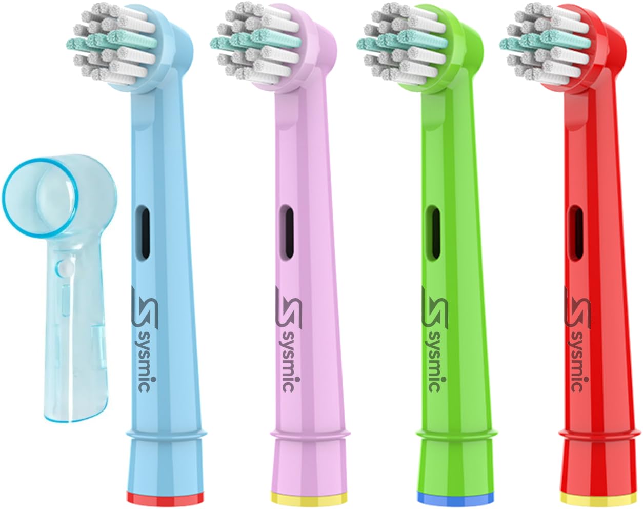 SYSMIC Kids Toothbrush Heads Soft Bristle Compatible with Oral B Kids Toothbrush Head, Childrens Replacement Braun Electric Tooth Brush Heads Pro 4 Pack for Kid Ages 3-5 6-12