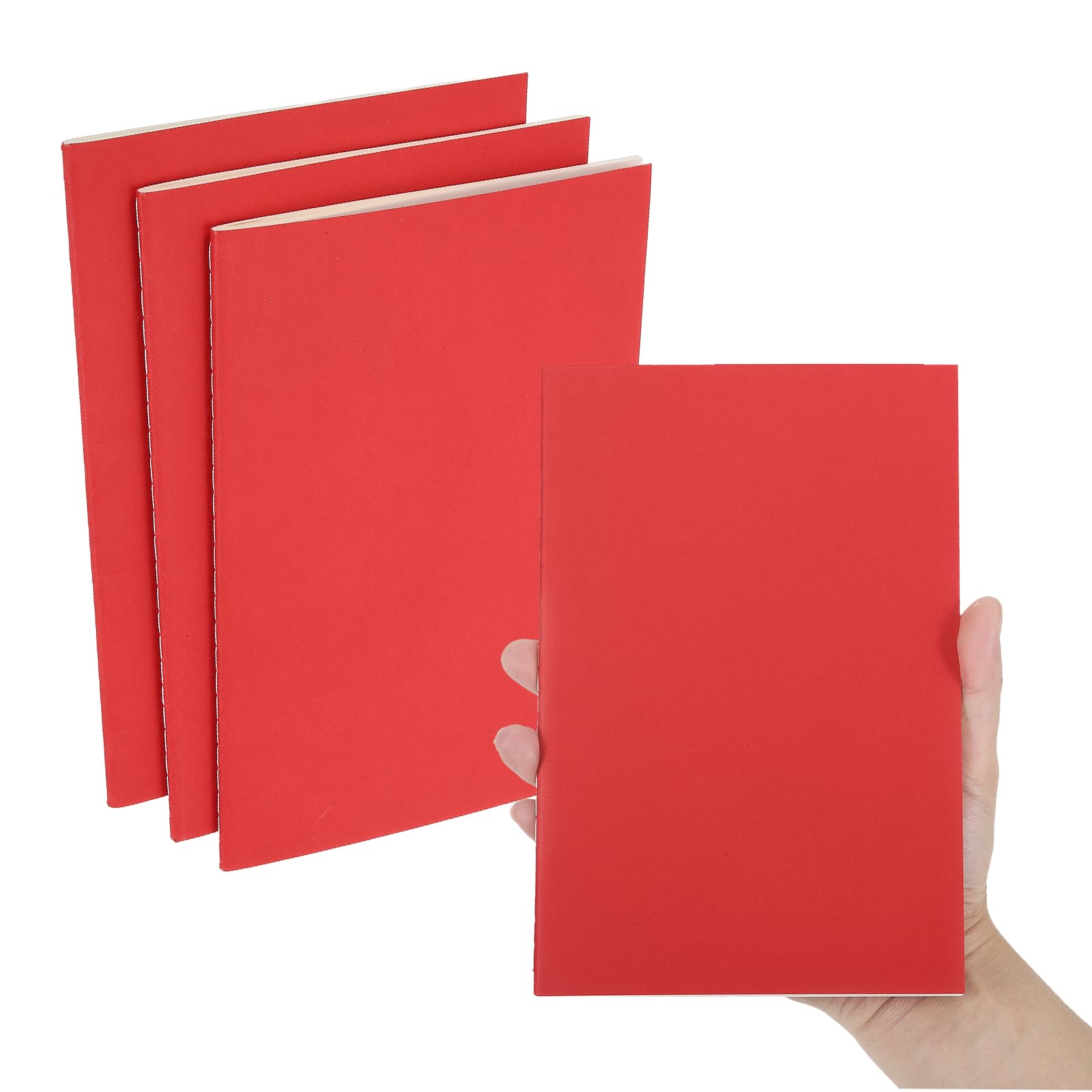 PATIKIL 3 Pack A5 Notebook, A5 Journal Mini Notebook Pocket Unlined Memo Notepads no Lines Sketchbook Small 8.3x5.5 Inch 30 Sheets for Men Women Office Supplies Travelers,Red