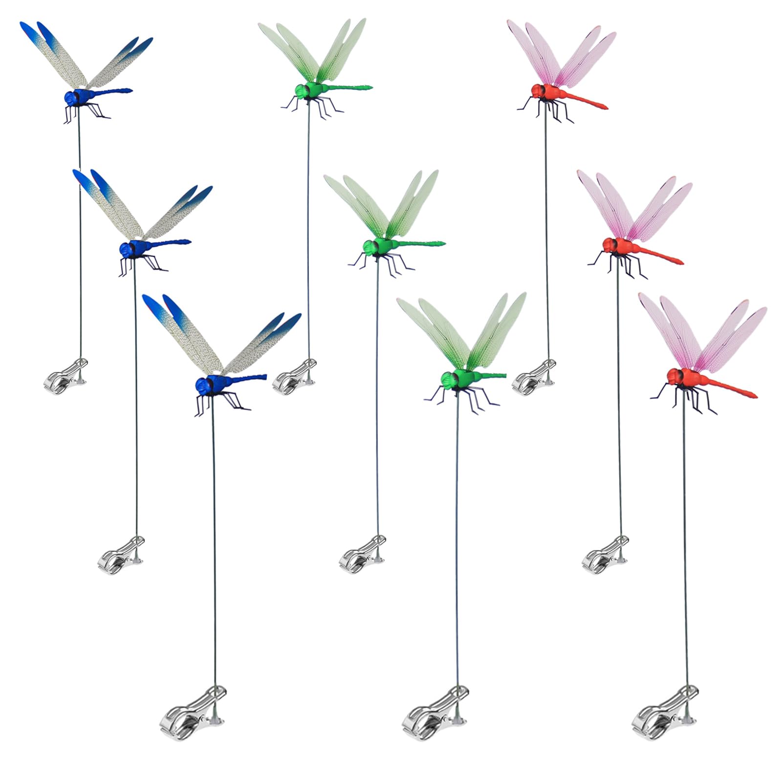 3D Fake Dragonfly Clip Dragon Fly Garden Decoration for Hats and Garden - Creative Bird Scare Devices to Keep Bugs Away, Indoor and Outdoor Dragon Fly
