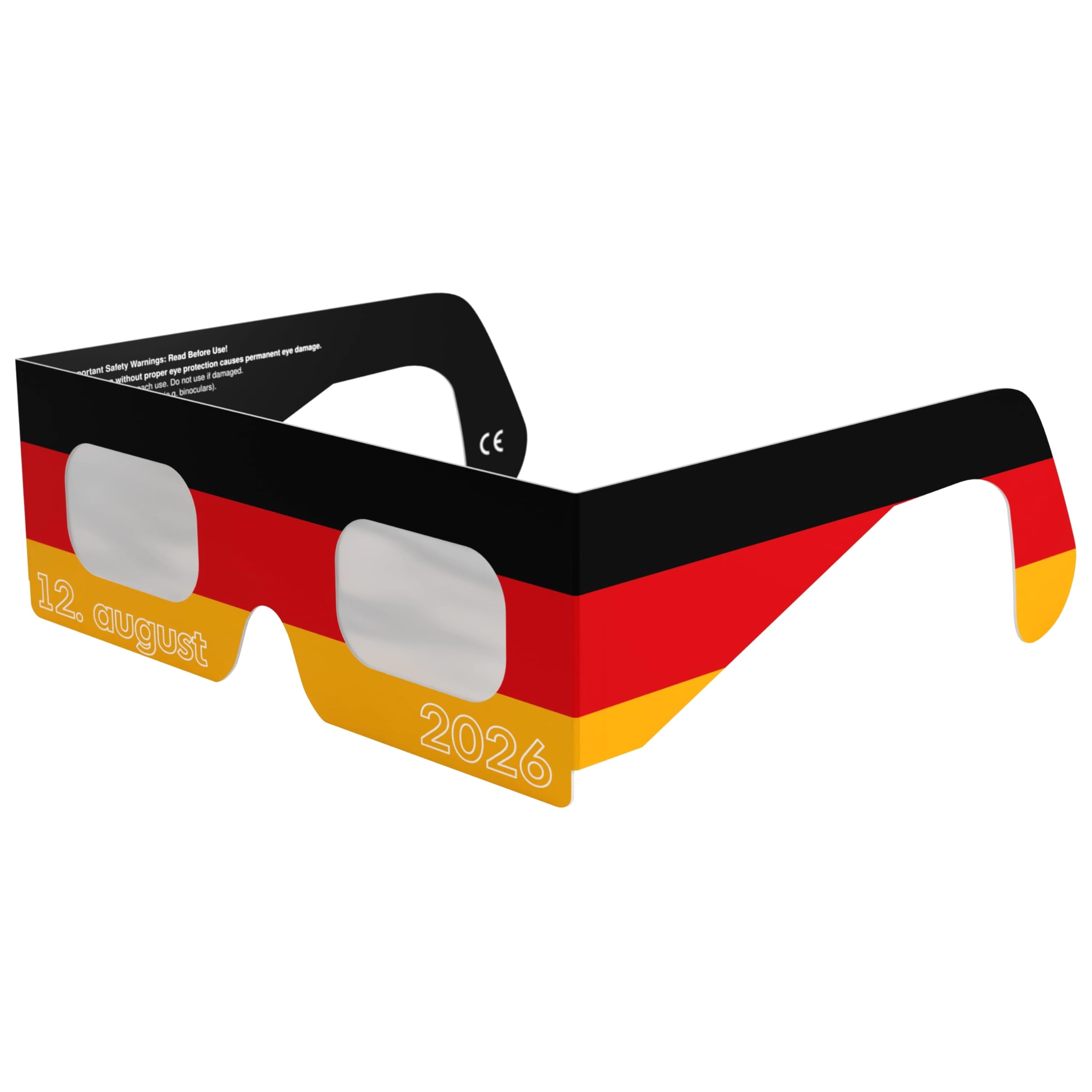 Solar Eclipse Glasses ISO 12312-2 CE Certified | Safe Solar Viewing Glasses UK | Paper Cardboard Frame | Total Solar Eclipse August 2026 | Made in EU | 1 Pack | DE — image 1