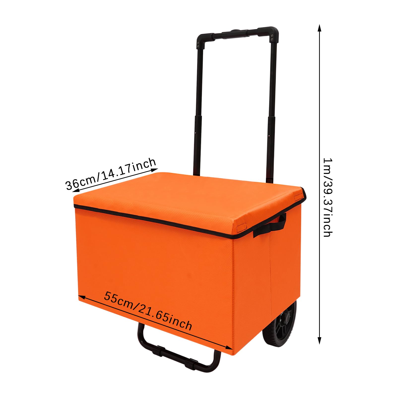 64L Einkaufstrolley klappbar Shopping Trolley, Ausgestattet mit Zwei Rollen und Einer Teleskopstange, Tragbarer Einkaufswagen, bis 80kg belastbar, Geeignet für Einkäufe und Lebensmittelkäufe (Orange)