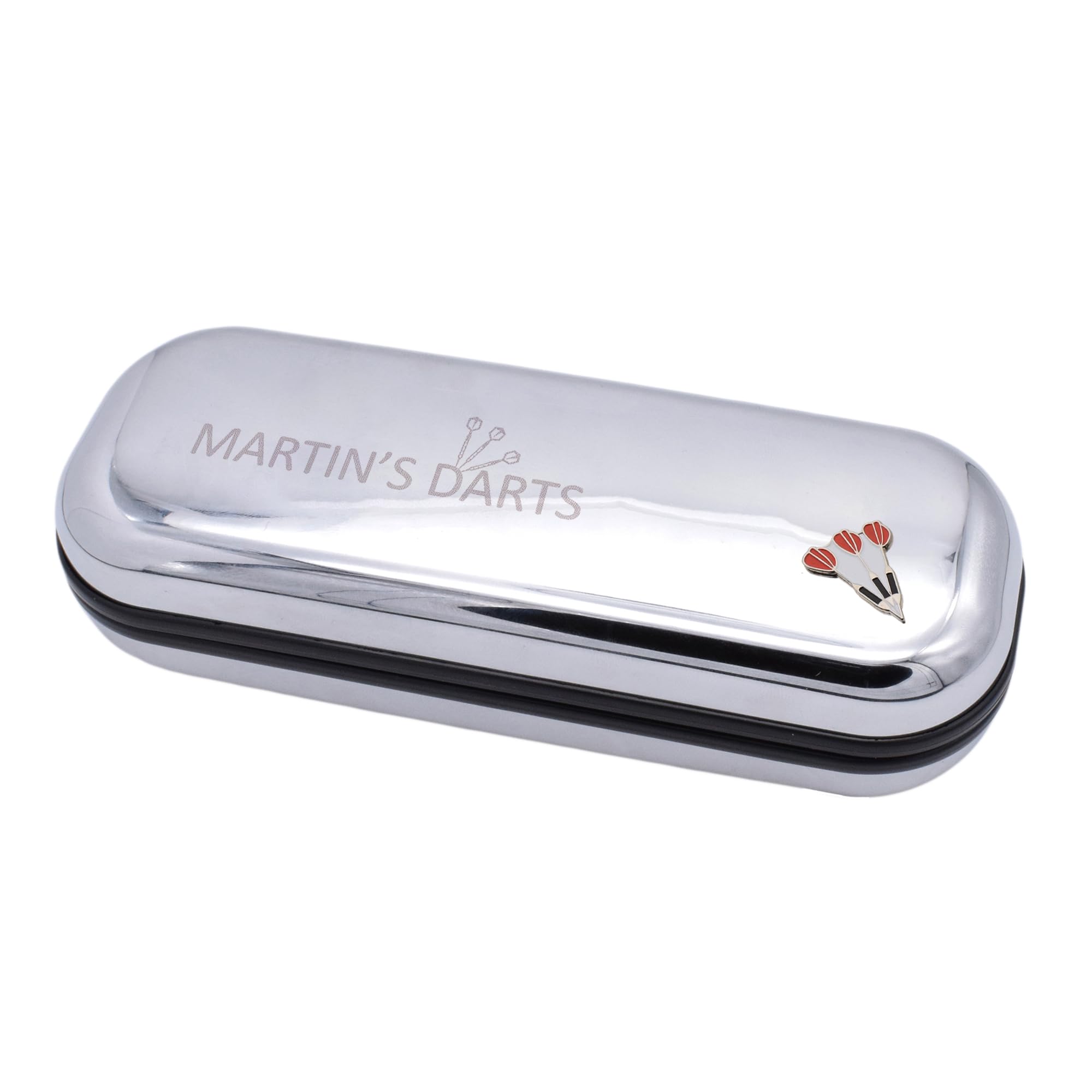 Stylish Darts Design with Personalised Engraved with Name Chromed Case Box