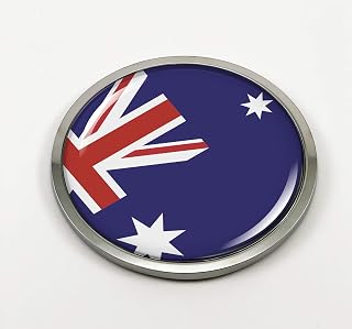 Flag of Australia | 3D Domed CAR Emblem Badge Sticker Chrome Plastic Round Bezel