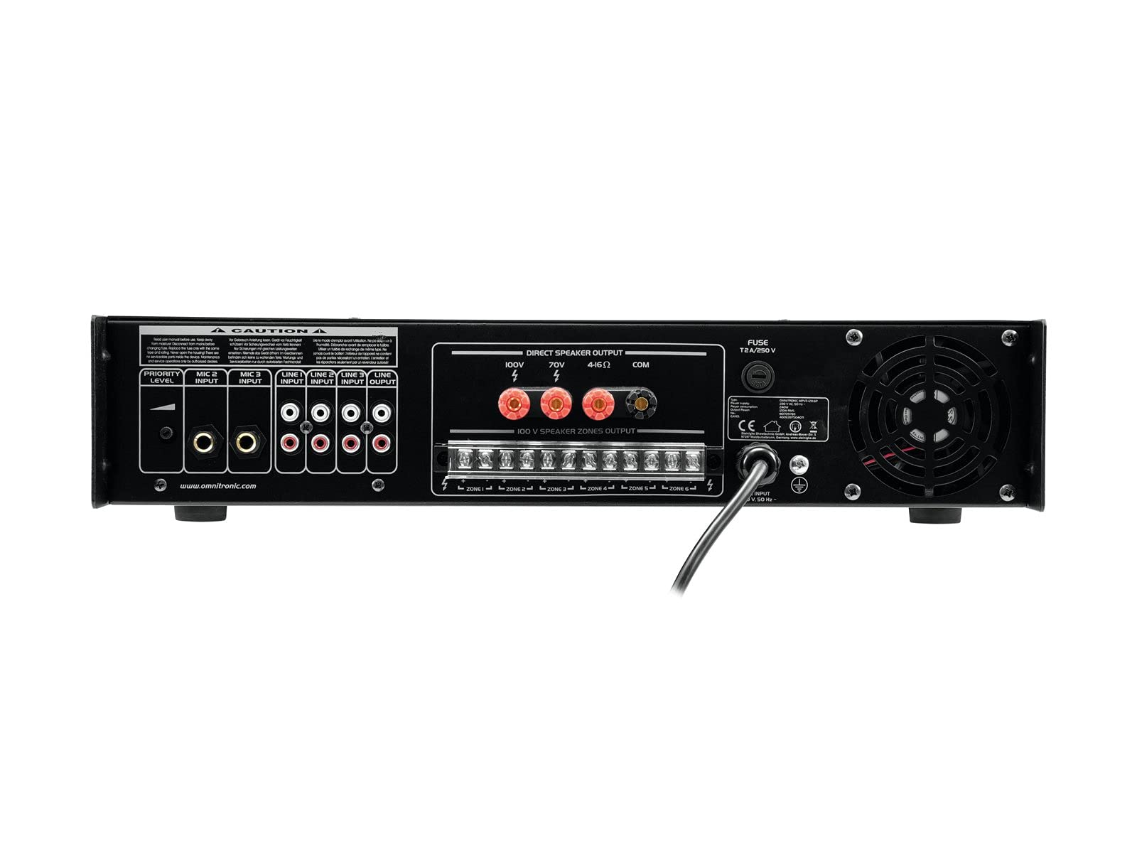 OMNITRONIC MPVZ-120.6P Mischverstärker | 6-Zonen-ELA-Mono-Mischverstärker, MP3-Player & IR-FB, Zonen regelbar, 120 W