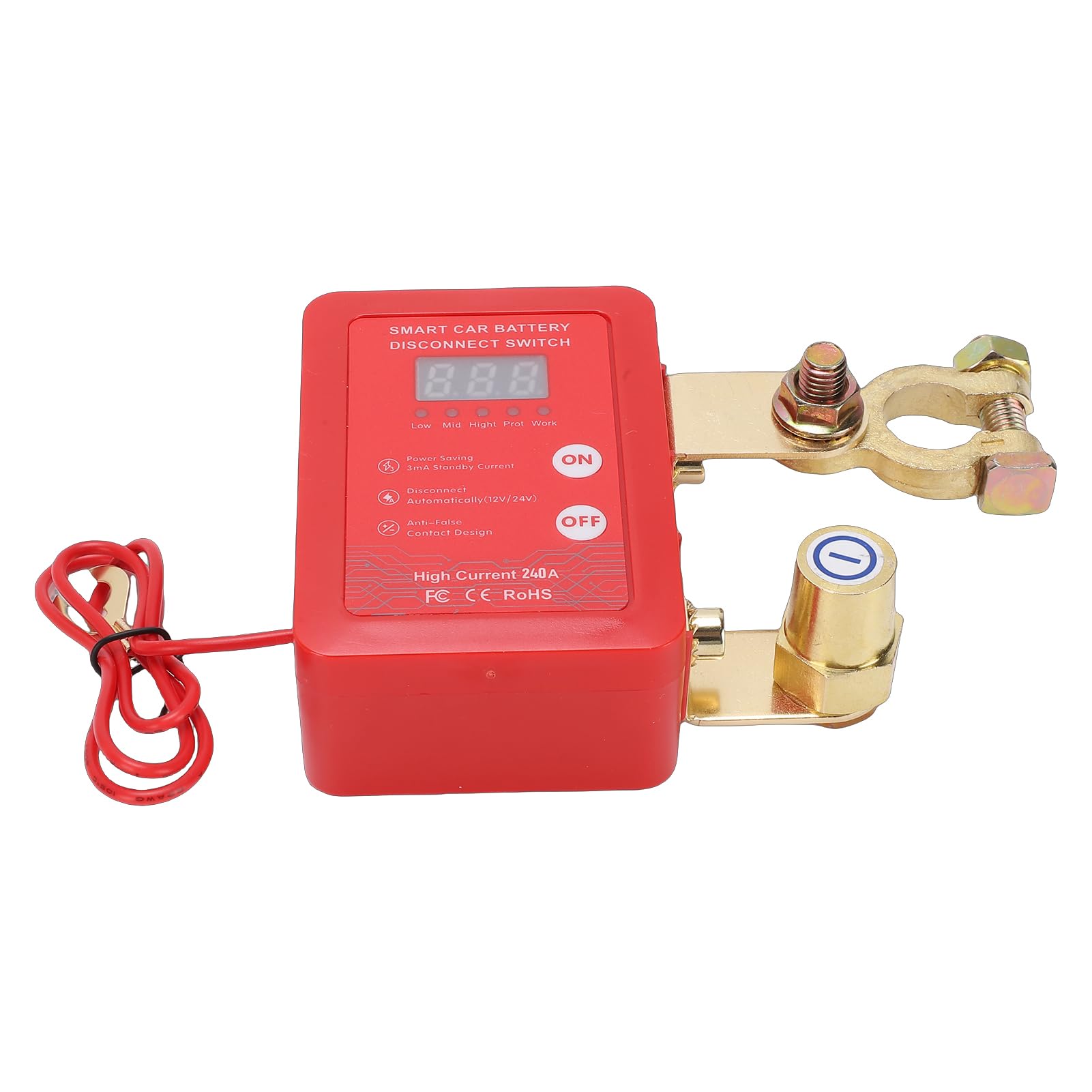 Fabater Coupe-Batterie, Interrupteur de Déconnexion de Batterie à Distance Double Tension 12 V 24 V, Coupe-circuit pour Voiture avec Affichage de Tension LED et Protection Antivol pour Voitures,