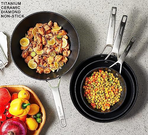 Msmk Large 12 Inch Non Stick Wok Pan With Lid, Flat Bottom, Carbonize Also Nonstick, Scratch-Resistant, Pfoa Free Non-Toxic, Stay-Cool Handle, Induction Big Stir Fry Pan #TOP1