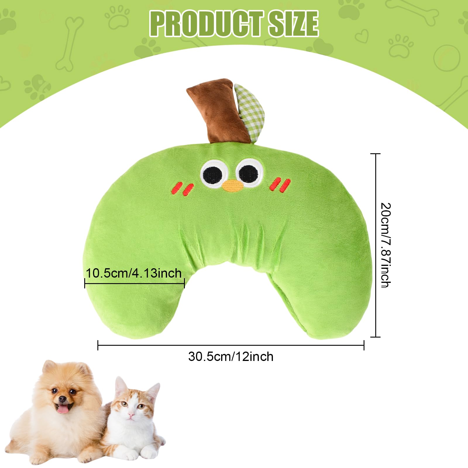 Suave Almohada de Felpa para Mascotas, 30x23 cm Almohada Bonita para Mascotas, Almohada para Perros Lavable, Ergonómico Almohada para Mascotas con Soporte para el Cuello, para Sueño Tranquilo(Verde)