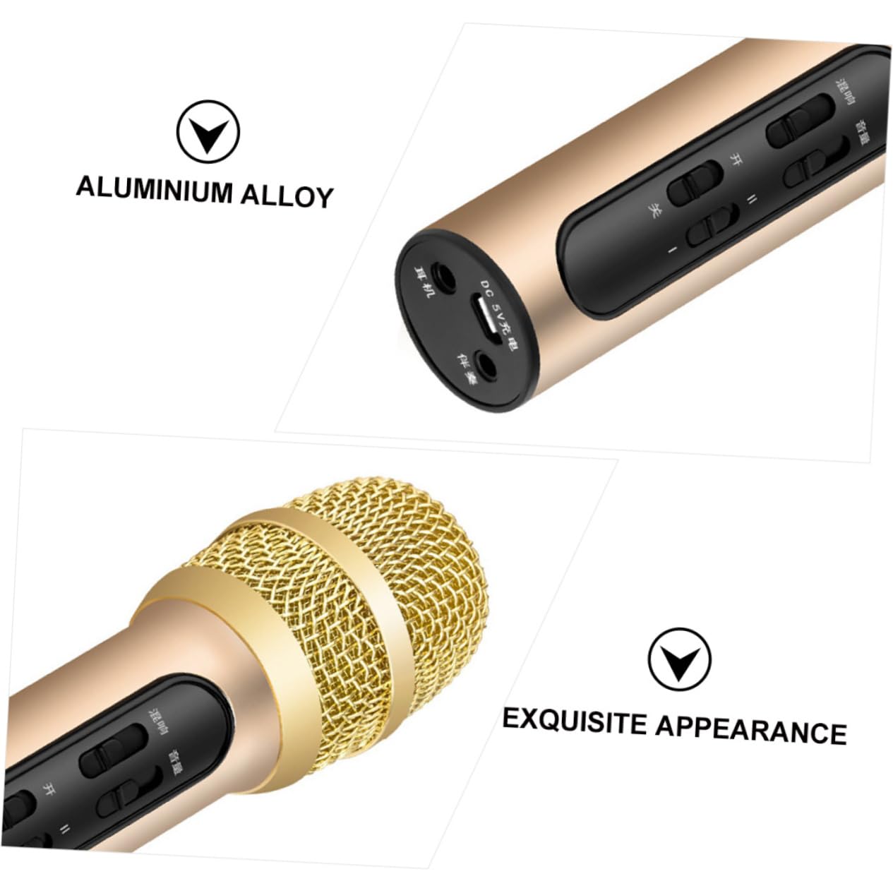 BESPORTBLE Micrófono Profesional de Mano con Carga USB, Capacidad 400 Mah, Función de Acompañamiento Externo, Adecuado para Presentaciones y Conferencias