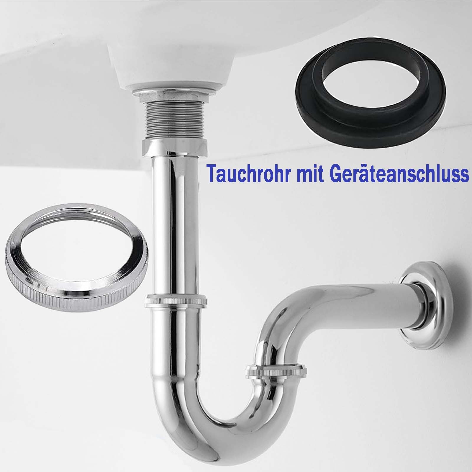 Siphon Universel En Acier Inoxydable - 300 Mm - Rallonge De Tuyau De Vidange - Siphon Pour Extension De Drainage, Lavabo, évier Et Tuyau D'évacuation, Avec écrou, Rondelles En Caoutchouc