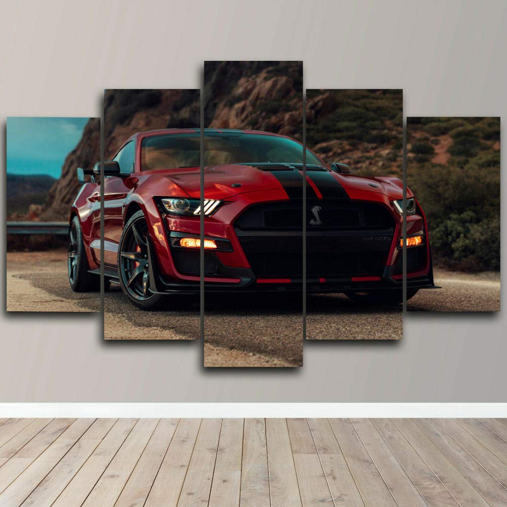Affiche Shelby Mustang pour un salon moderne au style graphique rouge