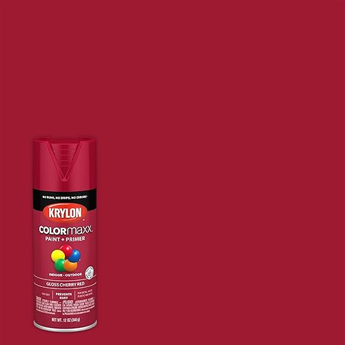 Vista 2 de Krylon - Pintura y primer en aerosol COLORmaxx K05511007, 12 onzas, rojo cereza brillante Cherry Red