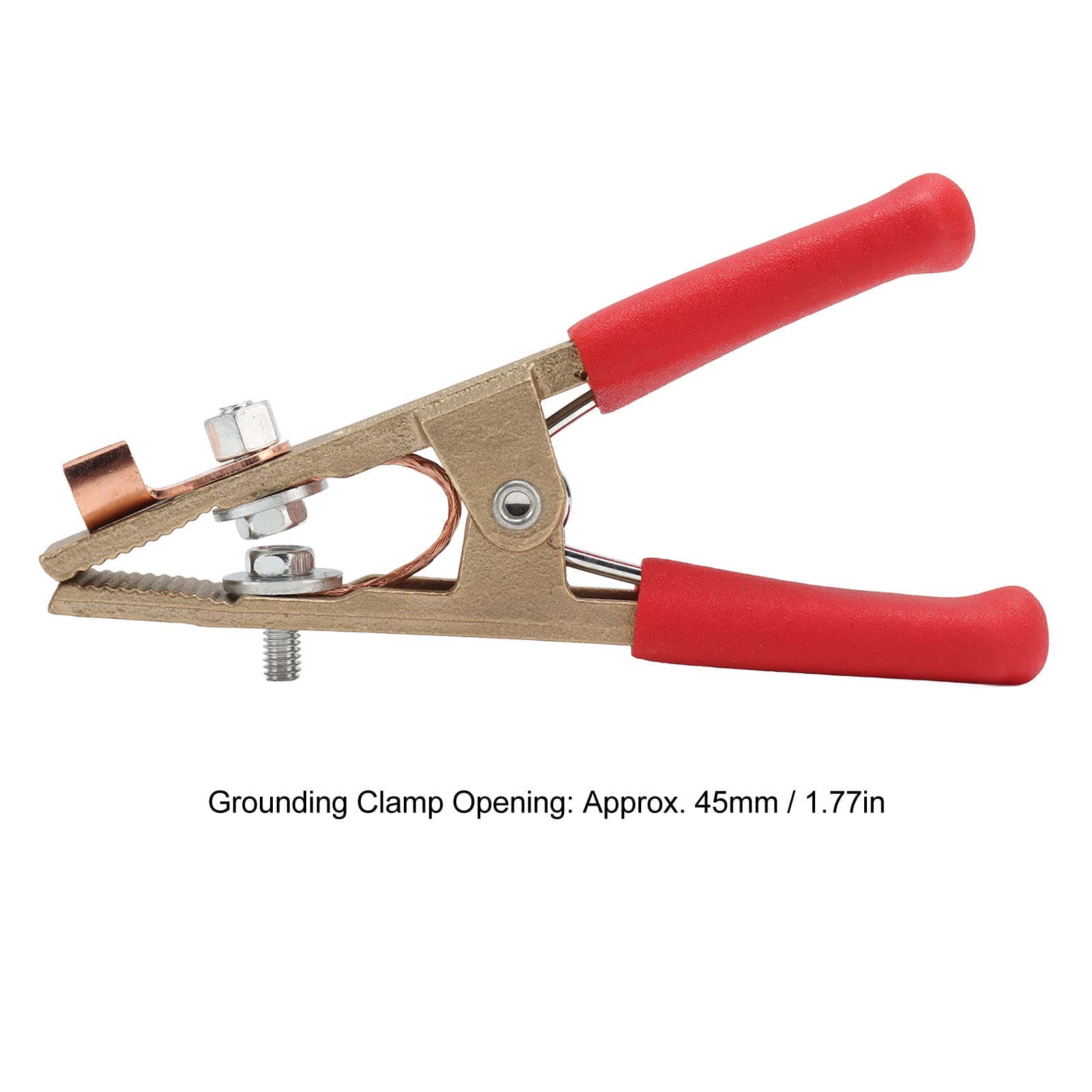 ANKROYU Welding Ground Clamp, Brass Firm Clamping Fixing Holding Tool, Welding Cable Clamp, Ground Cable Clamp, Grounding Clamp for Welder (Red Cover)