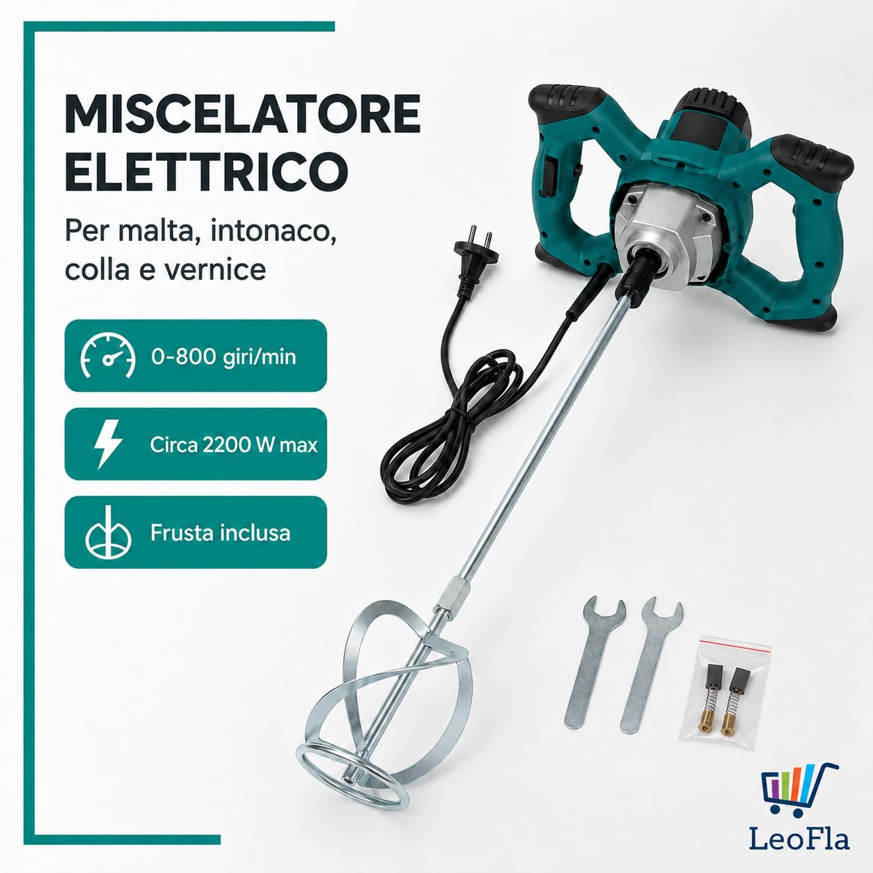 Miscelatore Elettrico 2200W Max - Malta, Colla e Intonaco