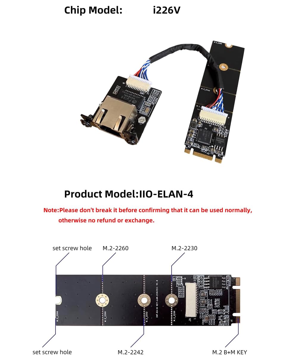 WayPonDEV M.2 A chiave E a modulo Ethernet 2,5 Gigabit, in-tel i225 i226 2.5G Ethernet Server NIC,10/100/1000/25000 Mbps RJ45 LAN, scheda di rete multi-Gigabit M.2, supporto 2230 (15 cm, i226 M.2 A+E