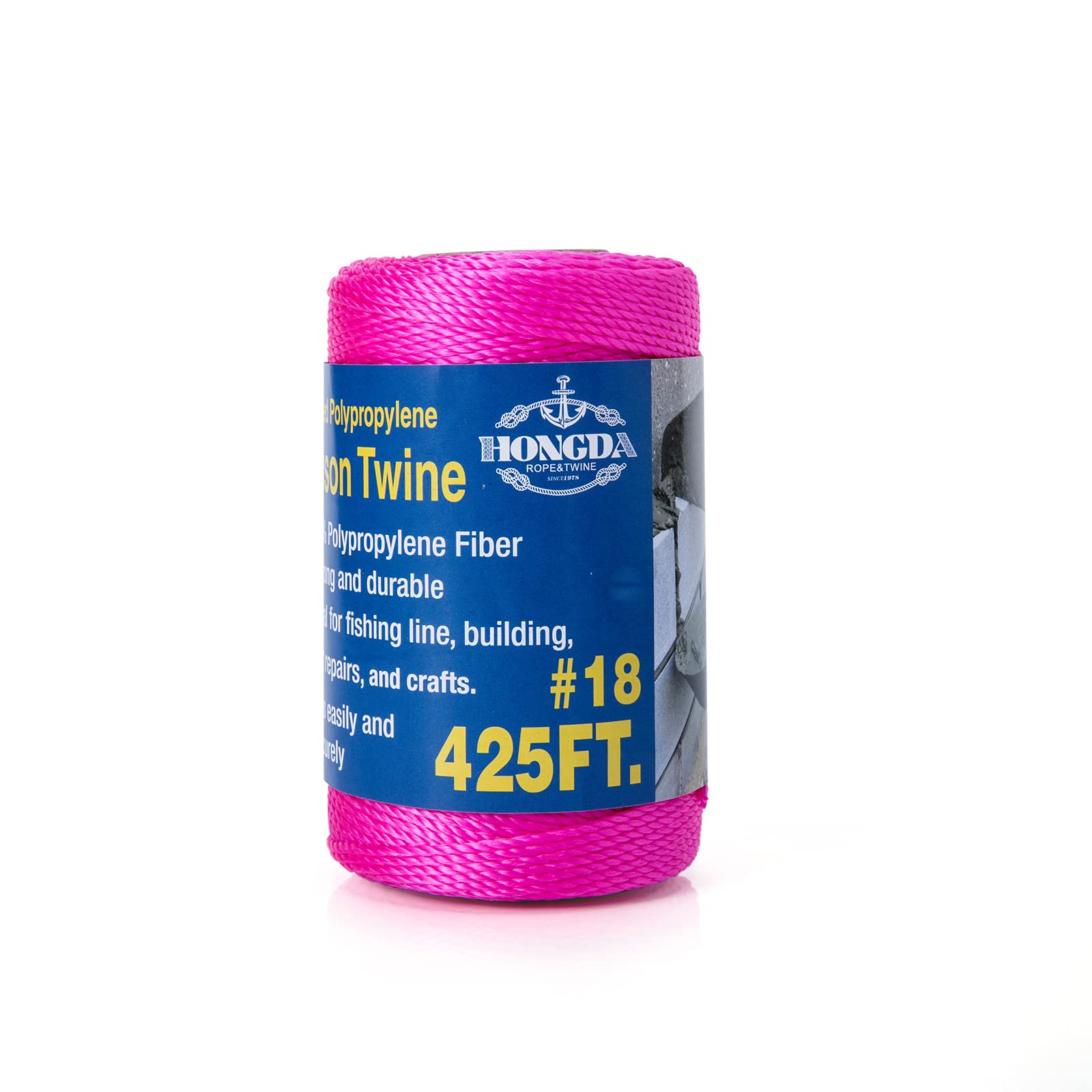 Twisted Mason Line, 425 Feet #18 Twisted Polypropylene Mason Line String Perfect for Masonry Jobs and for The Layout of General Construction, Gardening, DIY Project, Fluorescent Pink