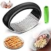 OFY ONLY FOR YOU Garlic Press Rocker - 2024 NEW Stainless Steel Garlic Mincer Garlic Crusher with Peeler, New Innovative Garlic Chopper with Peeler and Scraper for Smash Garlic, Black