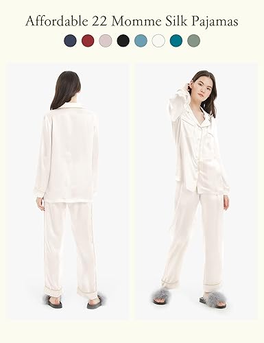 Miniatura 2 de LILYSILK Pijama de seda para mujer, con ribete dorado, 22 momme, 100% seda, lavable