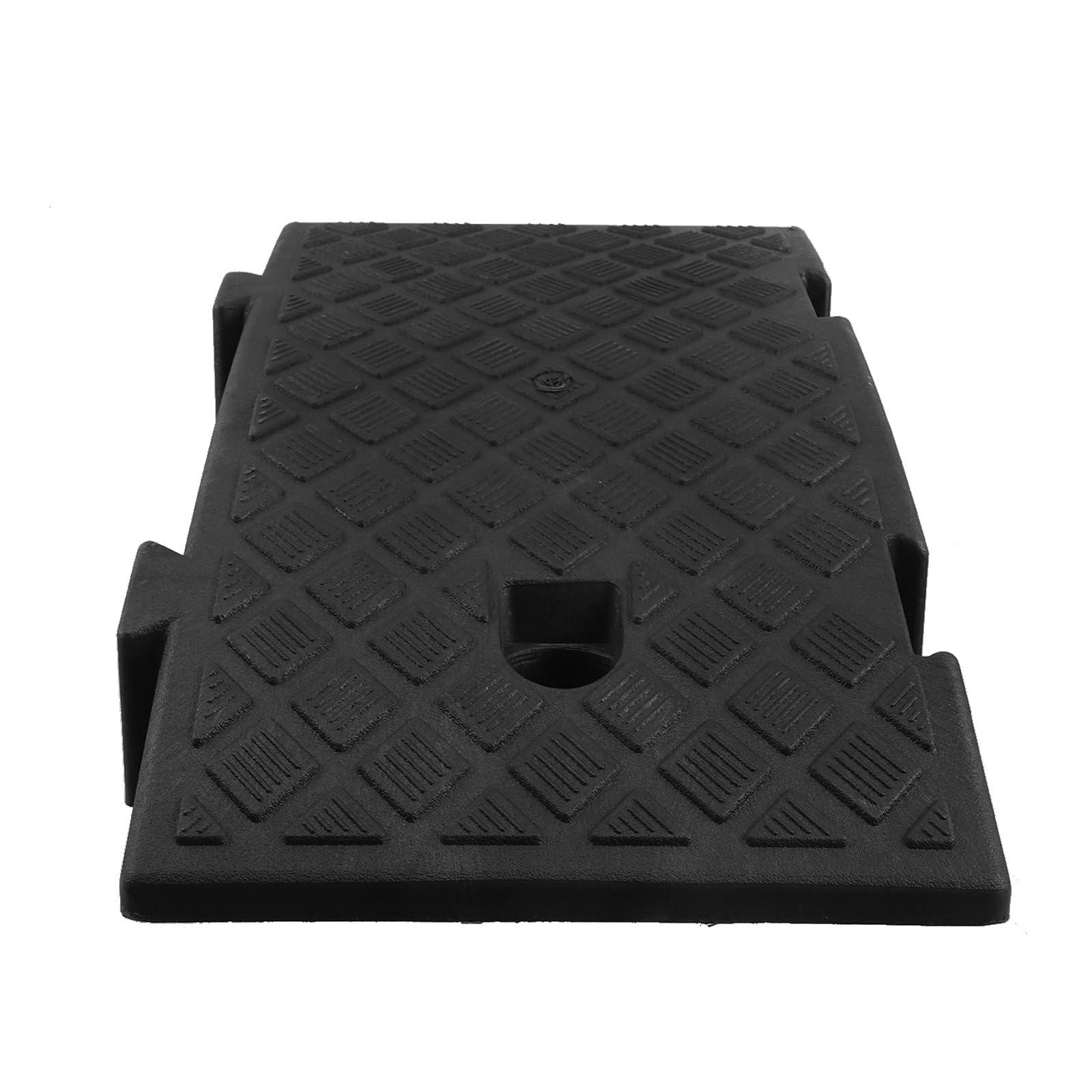 Beavorty Rampa de Umbral de Plástico Negro Superficie Antideslizante, Altura 16 Cm, para Entrada de Cochecito, Silla de Ruedas y Motocicleta, Rampa de Movilidad Portátil para Escalones