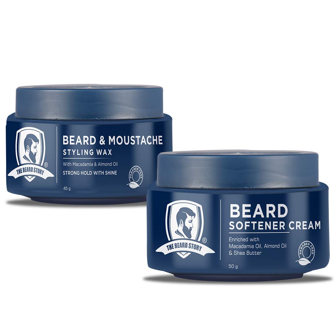 The Beard Story Protect & Care Beard Styling Wax-45 G, 100% Hold, 100% Shine, Beard Softener Cream-50 G, No Itchiness, Pack Of 2
