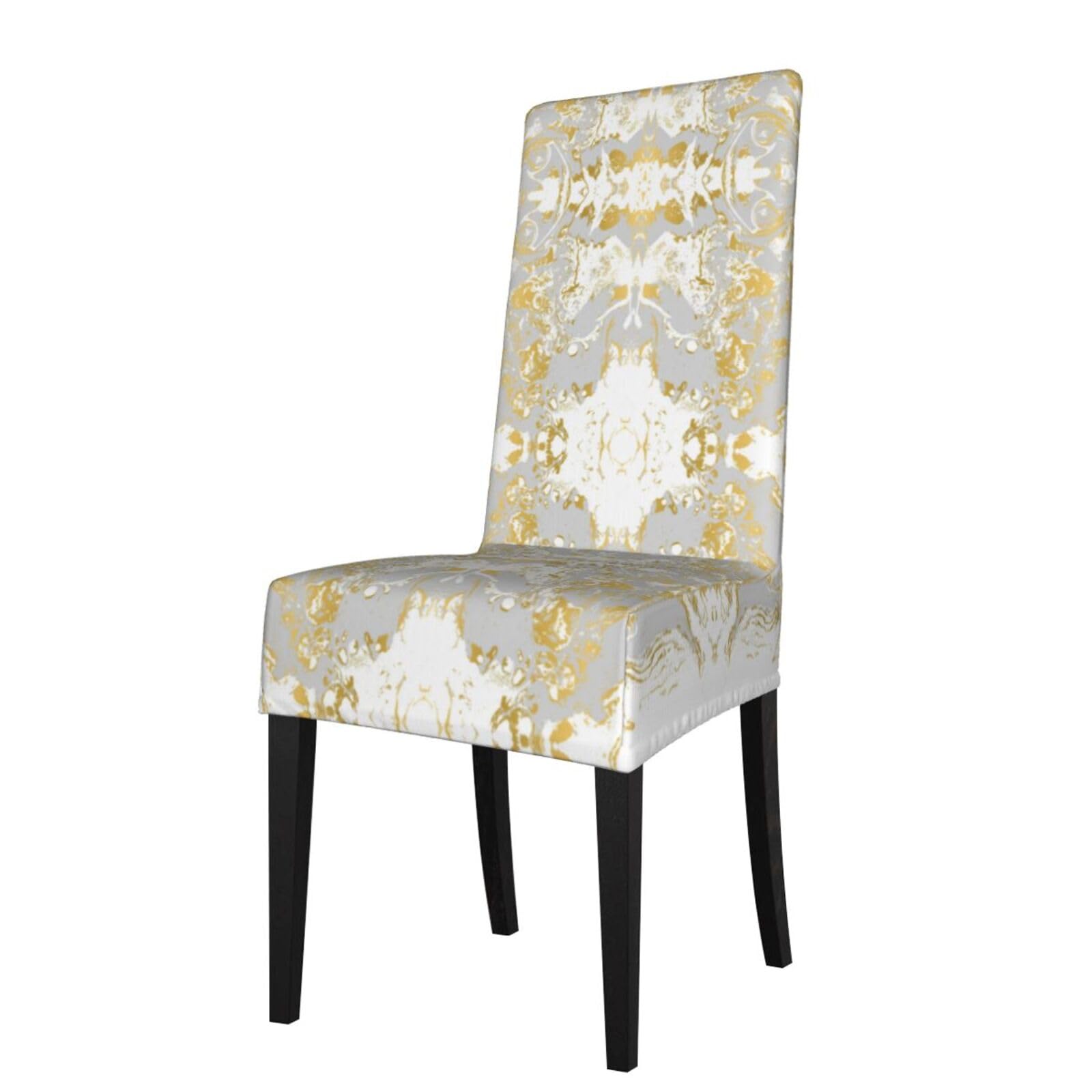Lkymoh As Picture Gray And Gold Agate Ripplle, Chair Covers Stretch Chair Slipcovers For Dining Room, For Party Pet Protection Universal Fit Soft Polyester