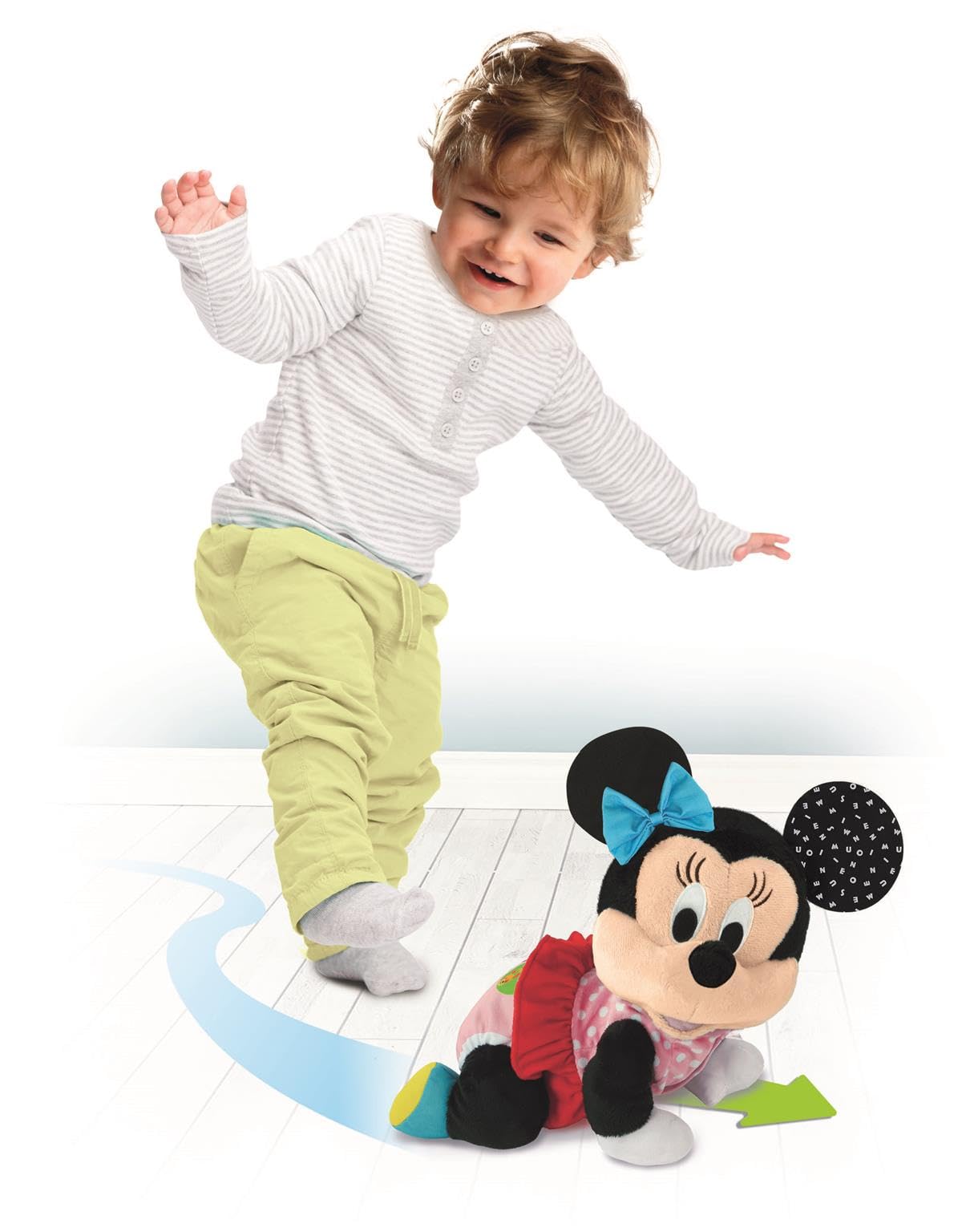 Clementoni - Baby Minnie Gateos - Peluche Interactivo para Bebés con el Que Dará Sus Primeros Pasos - Enseña Números y Sonidos de Animales - A Partir de 6 Meses - Fabricado en Italia - 55574